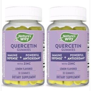 2pk Natures Way QUERCETIN+Zinc Immune Defense Antioxidant Lemon GUMMIES Exp 1/25